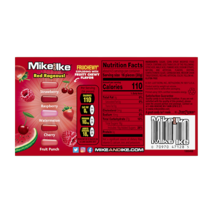 CARAMELOS MIKE & IKE 120 GR CAJA DE TEATRO ROJO RAGEOUS