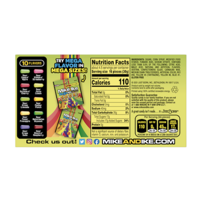 CARAMELOS MIKE & IKE 120 GR MEGA MIX CAJA DE TEATRO ÁCIDO