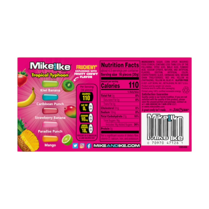 CAJA DE TEATRO CANDY MIKE & IKE 120 GR TIFÓN TROPICAL