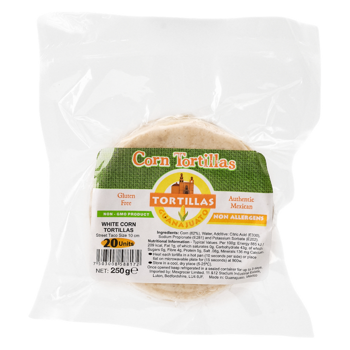 TORTI MAÍZ GUANAJUATO 250 GR 10 CM TACO CALLEJERO DE MAÍZ BLANCO