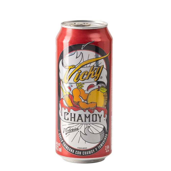 Lata de cerveza Vicky Chamoy de 473 ml de Bever Victoria