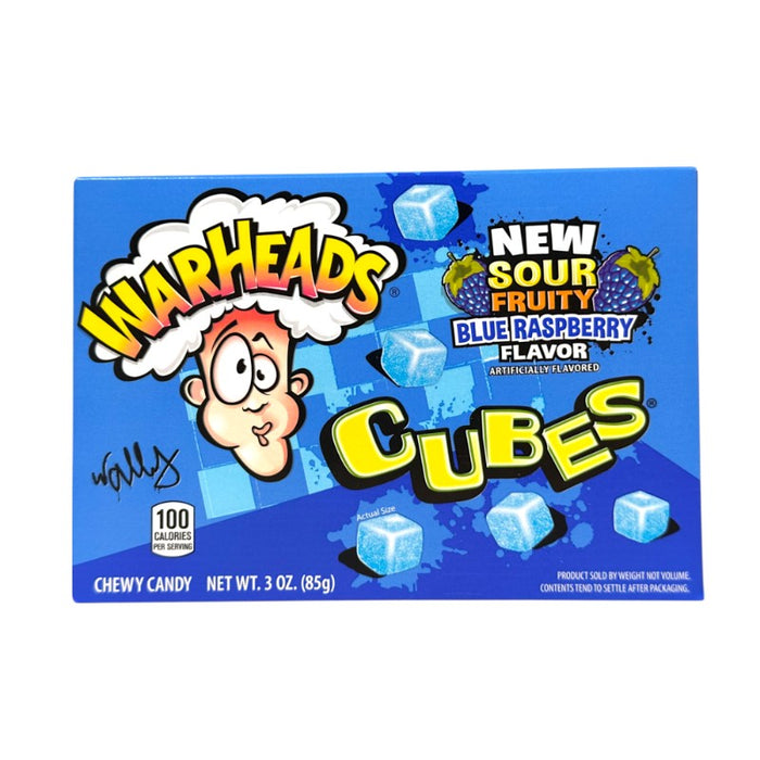 CAJA DE TEATRO CANDY WARHEADS CUBOS DE FRAMBUESA AZUL DE 85 GR