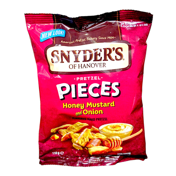 SNACK SNYDERS 110 GR PRETZEL PIECES HONEY MUSTARD AND ONION