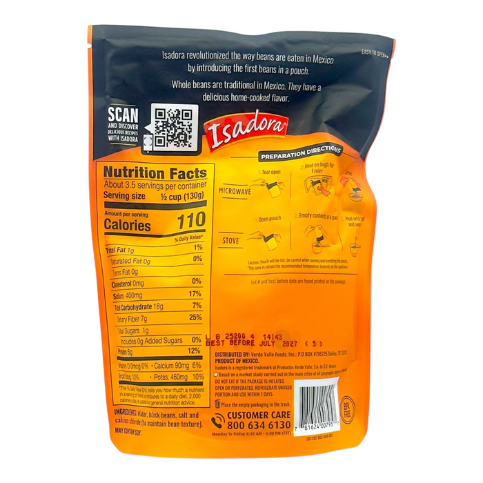 FRIJO ISADORA 454 GR FRIJOLES NEGROS ENTEROS POUCH (DE/NL/FR)