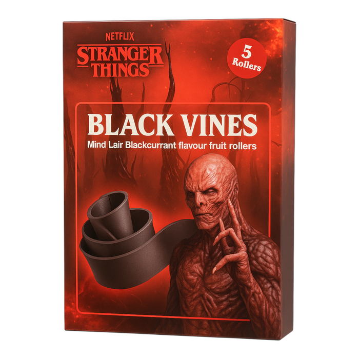 CANDY STRANGER THINGS 5 UN FRUIT ROLLERS BLACKCURRANT