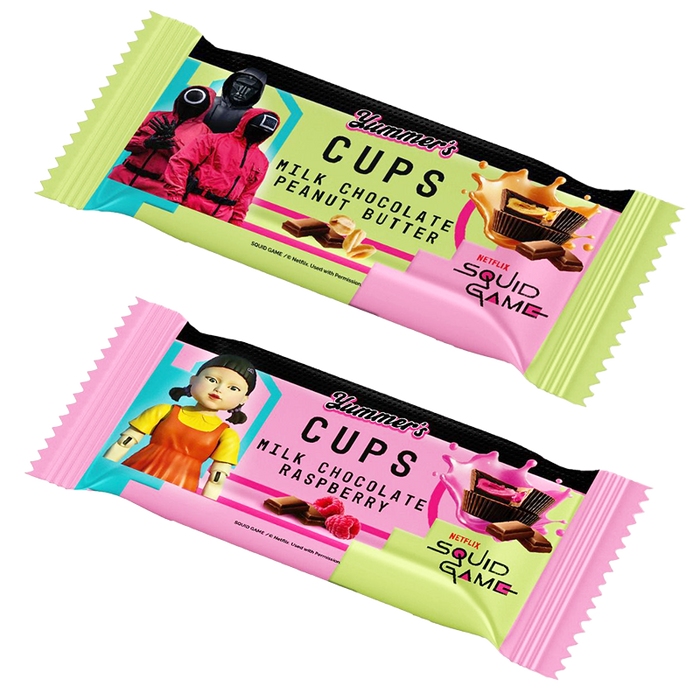 CANDY YUMMERS 40 GR CALAMAR CREMA DE CACAHUETE (20 UN) Y FRAMBUESA (20 UN) TAZAS