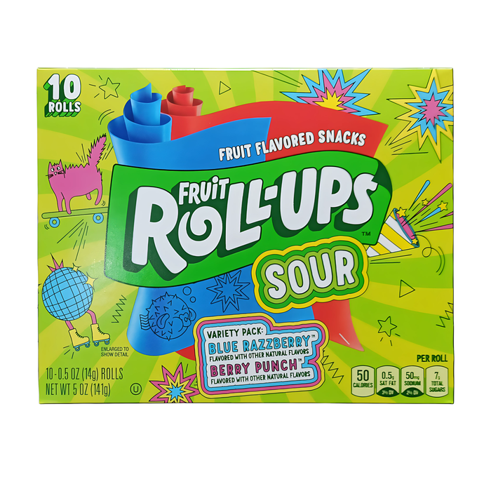 Fruit Roll Ups Saure Blaue Himbeere, 10 x 14 g