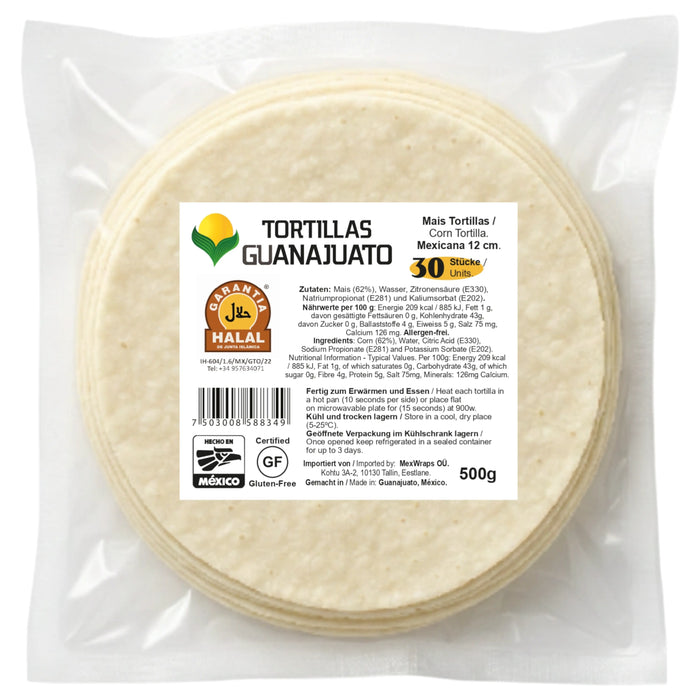 TORTI MAIZ GUANAJUATO 500 GR 12 CM WHITE CORN MEXICANA