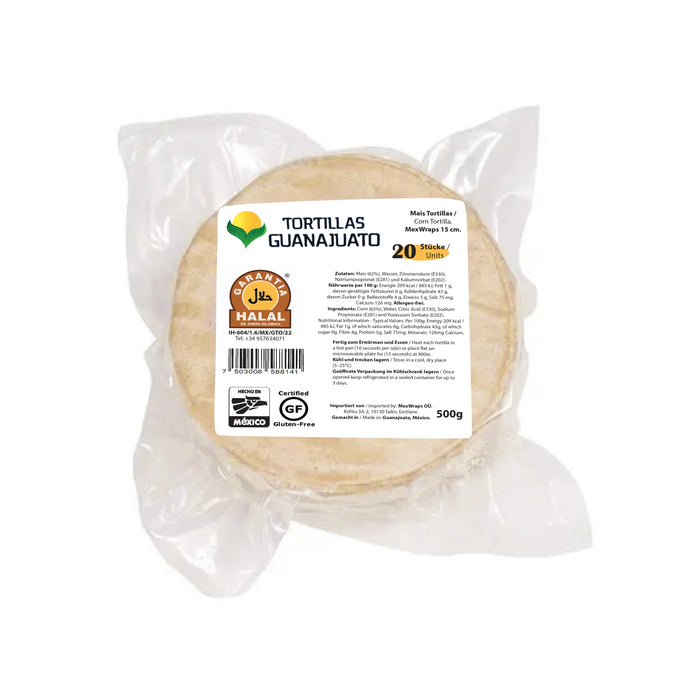 TORTI MAIZ GUANAJUATO 500 GR 15 CM AMARILLAS MEXWRAPS