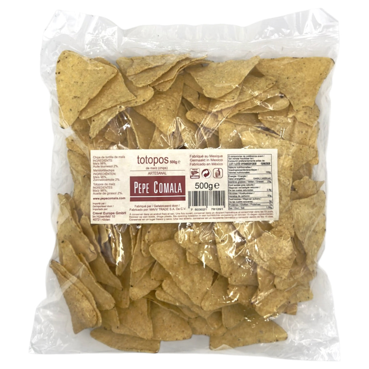 TOTOP PEPE COMALA 500 GR TOTOPOS DE MAIZ
