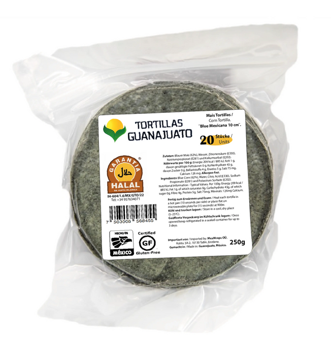 TORTI MAIZ GUANAJUATO 250 GR 10 CM BLUE CORN STREET TACO