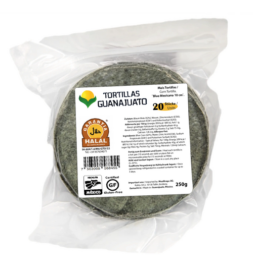 TORTI MAÍZ GUANAJUATO 250 GR 10 CM TACO CALLEJERO DE MAÍZ AZUL