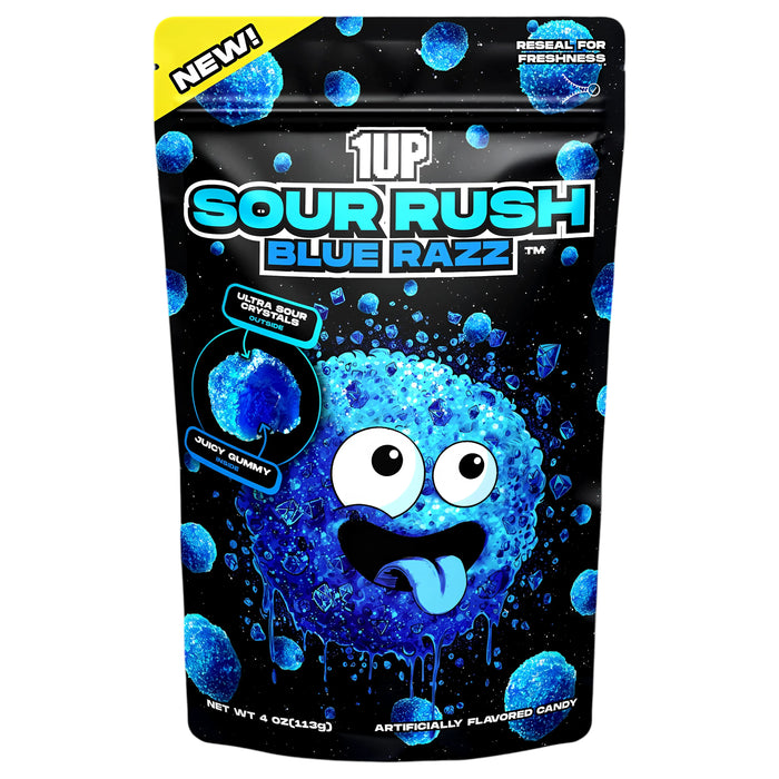 CANDY 1UP 113 GR SOUR RUSH BLUE RAZZ | 12 x 113g