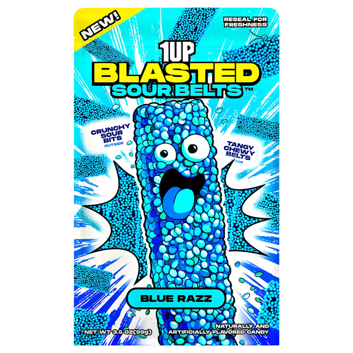 CANDY 1UP 99 GR BLASTED SOUR BELTS BLUE RAZZ | 15 x 99g