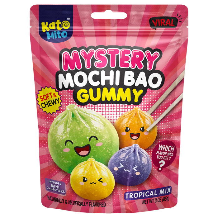 CANDY KATO MITO 12 x 80 GR MISTERY MOCHI BAO GUMMY TROPICAL MIX | 4 x 12 x 80g