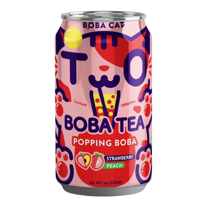 BEVER BOBA CAT 320 ML STRAWBERRY PEACH TEA