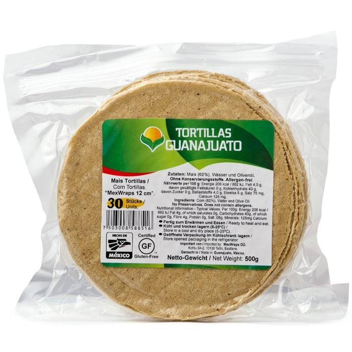 TORTI MAIZ GUANAJUATO 500 GR 12 CM AMARILLAS MEXWRAPS
