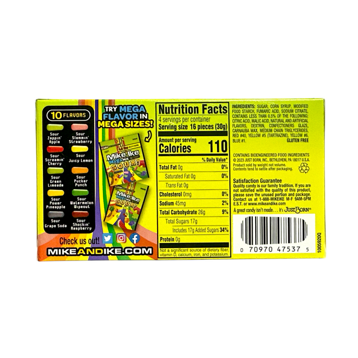 CARAMELOS MIKE &amp; IKE 120 GR MEGA MIX CAJA DE TEATRO ÁCIDO