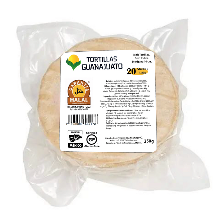 Maíz Guanajuato 10 cm White Corn Street Taco 250 g