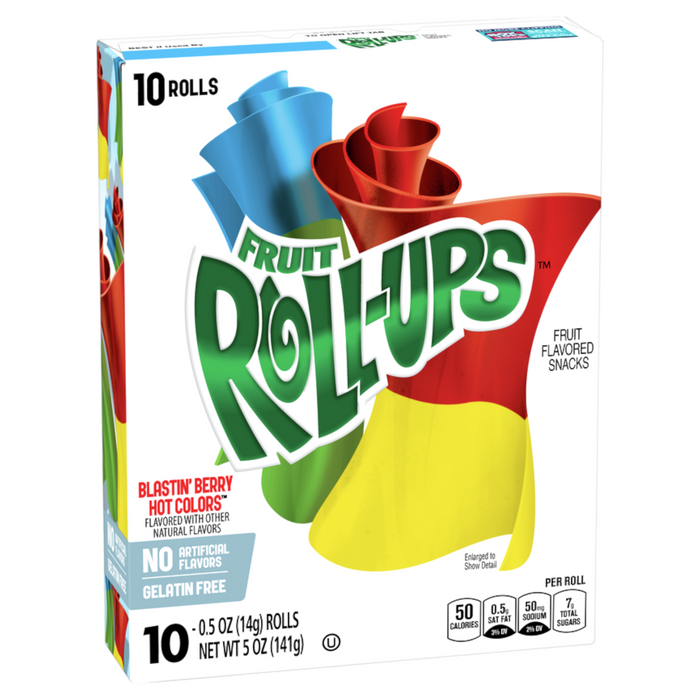 XPROD FRUIT ROLL UPS 10 x 14 GR BLASTIN HOT COLORS