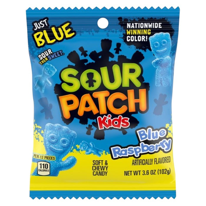 CARAMELOS SOUR PATCH KIDS 102 GR BOLSA DE PEGATINA DE FRAMBUESA AZUL
