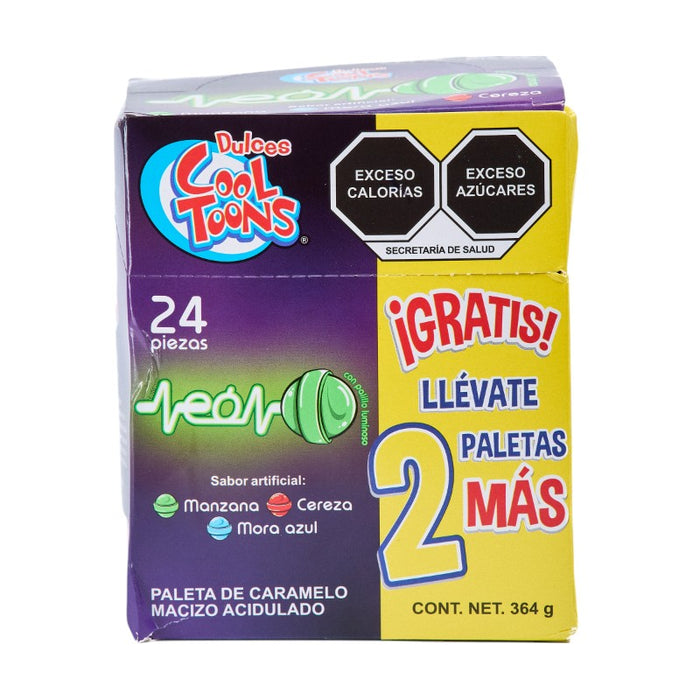 CARAMELOS COOL TOONS 24 x 14 GR NEON + 2 x 24 GR GRATIS