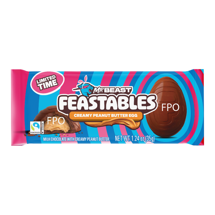 CANDY MR BEAST 30 x 35 GR FEASTABLES OSTER ERDNUSSBUTTER-BECHEREI