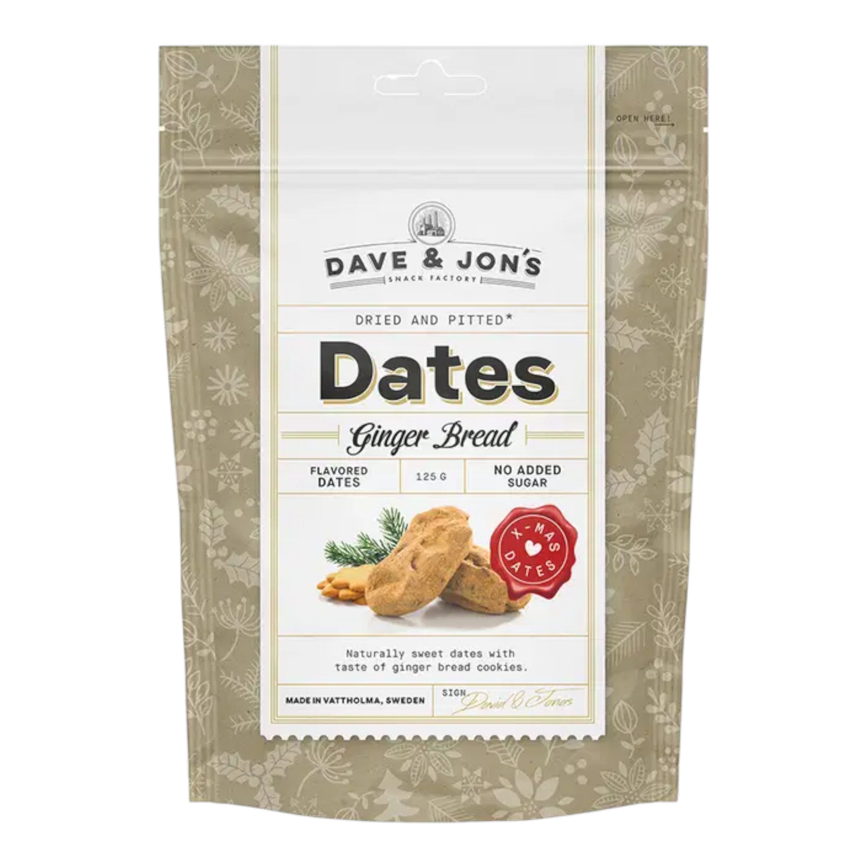 SNACK DAVE & JON'S 125 GR DATES GINGER BREAD — Crevel