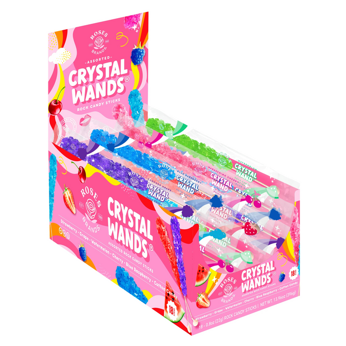 CANDY CRYSTAL WANDS 22 GR ASSORTED FLAVORS