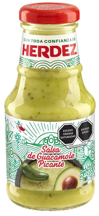 Herdez Salsa Guacamole Picante Glas 12 x 240 g