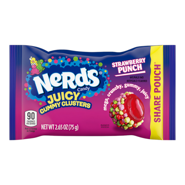 CANDY NERDS 12 x 75 GR GUMMY CLUSTERS JUICED