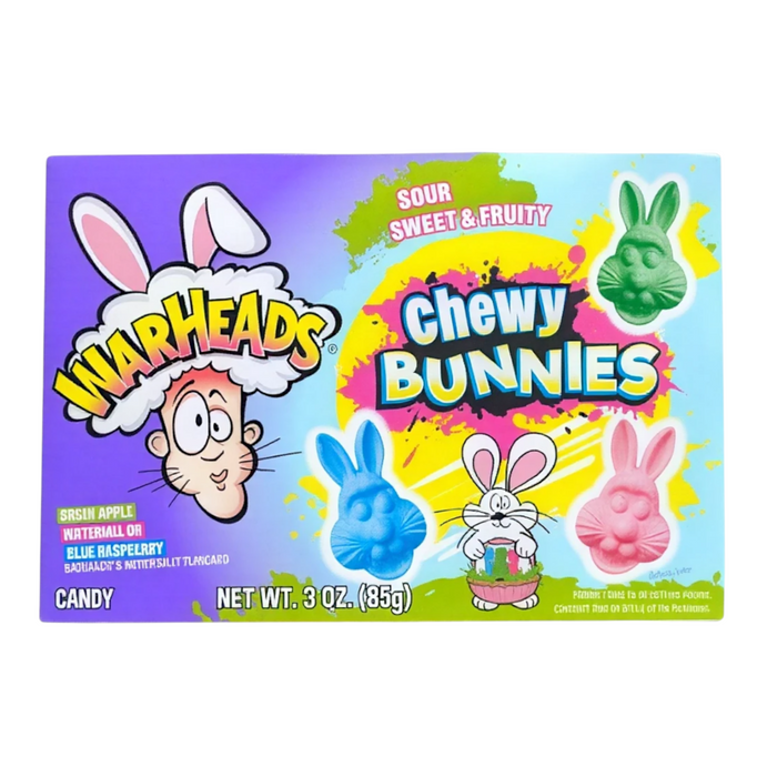 CANDY WARHEADS 12 x 85 GR CHEWY BUNNIES THEATER BOX