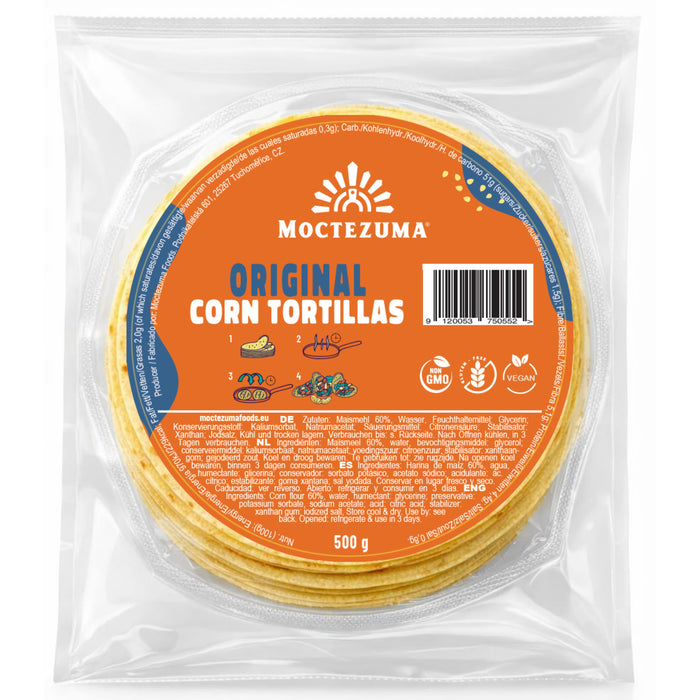 TORTI MOCTEZUMA 500 GR TORTILLA DE MAIZ AMARILLO 15 CM