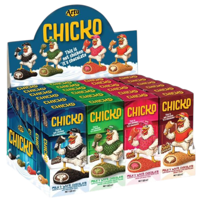 CANDY MR CHICKO 24 x 50 GR MIX CHICKEN CHOCOLATE