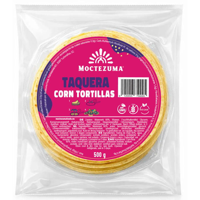 XPROD MOCTEZUMA 500 GR TORTILLA TAQUERA DE MAIZ AMARILLO 12 CM