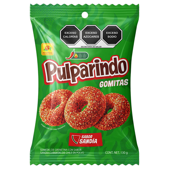 CANDY DE LA ROSA 12 x 70 GR PULPARINDO GUMMY RINGS SANDIA
