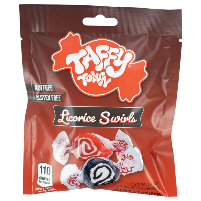 CANDY TAFFY TOWN 99 GR LICORICE SWIRLS BAG | 12 x 99g