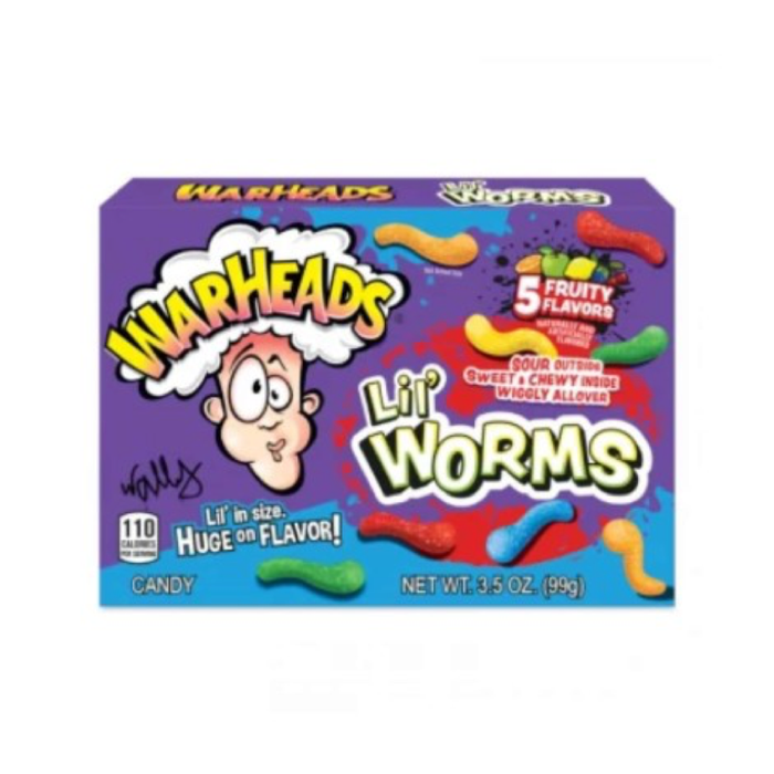 CANDY WARHEADS 99 GR LIL WORMS THEATER BOX
