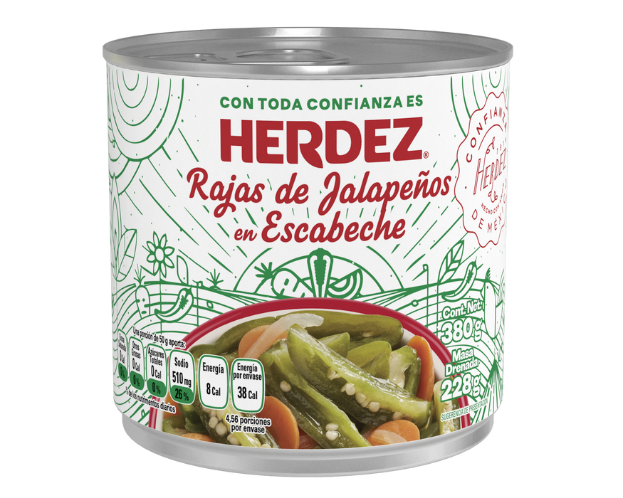 CHILE HERDEZ 390 GR JALAPENO RAJAS