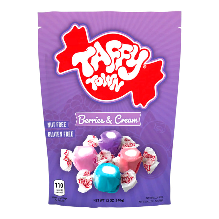 CANDY TAFFY TOWN 99 GR BERRIES AND CREME BAG | 12 x 99g