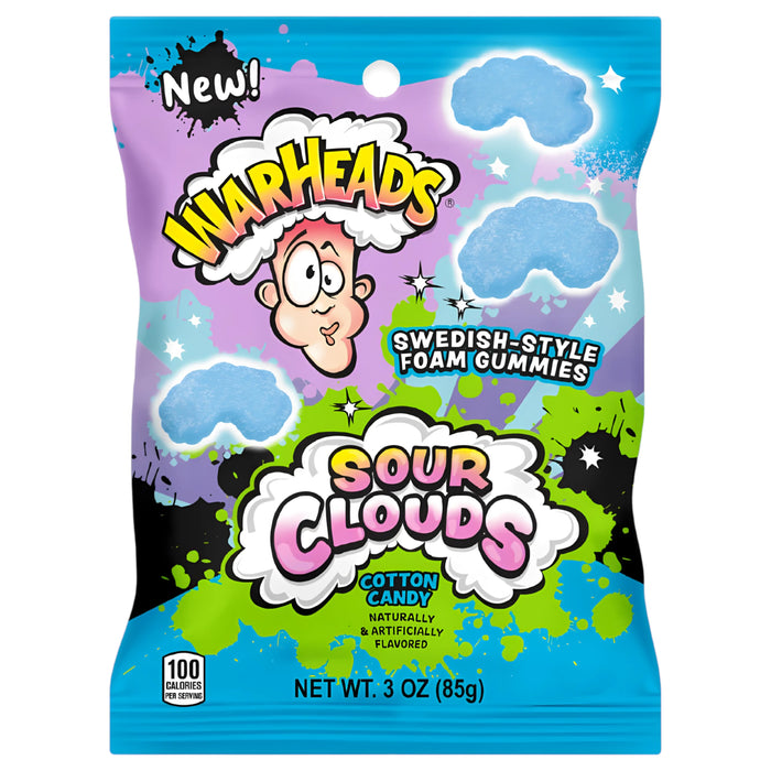CANDY WARHEADS 85 GR SOUR CLOUDS COTTON CANDY | 12 x 85g