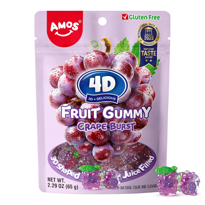 CANDY AMOS 65 GR 4D JUICY BURST GRAPE FRUIT GUMMY