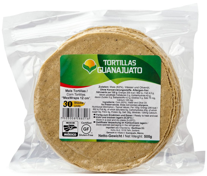 TORTI MAIZ GUANAJUATO 500 GR 12 CM AMARILLAS MEXWRAPS (20 UN)