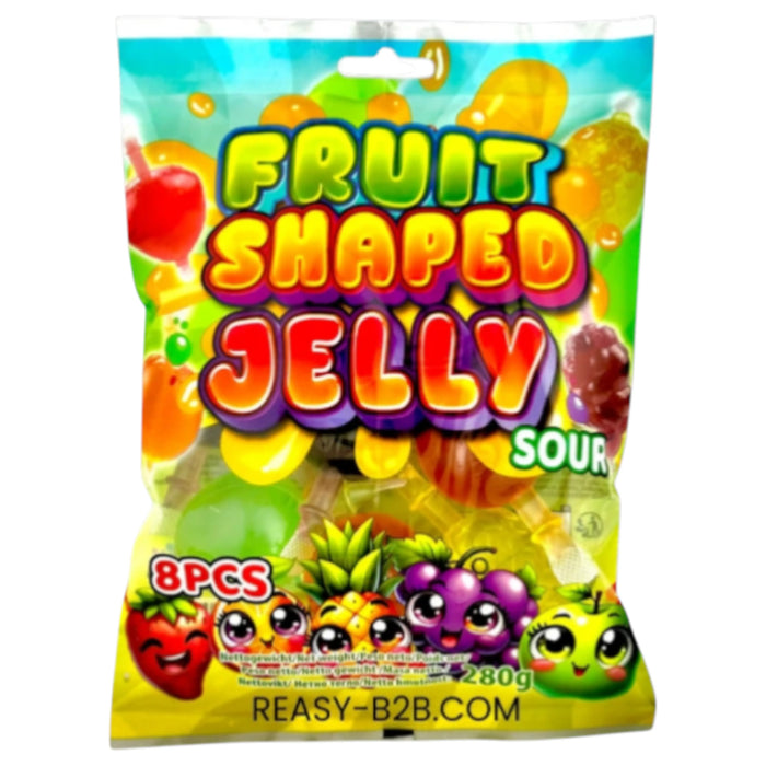 CANDY FRUIT SHAPED JELLY 280 GR SOUR BAG | 24 x 280g