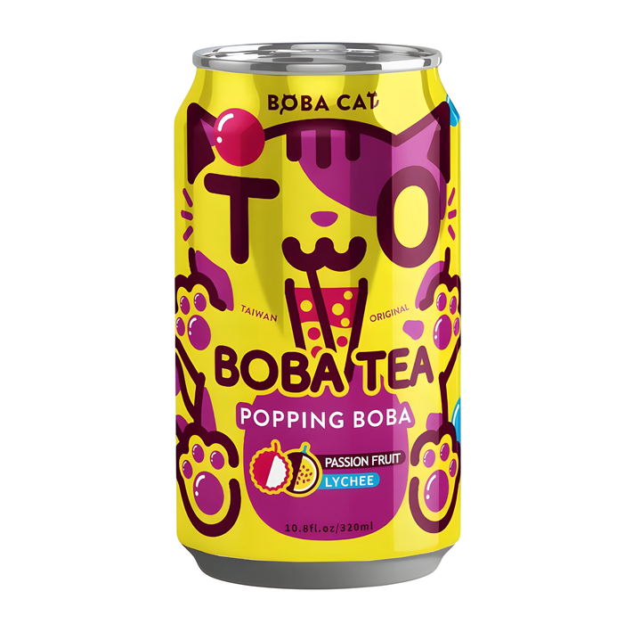 BEVER BOBA CAT 320 ML PASSION FRUIT LYCHEE TEA | 24 x 320ml