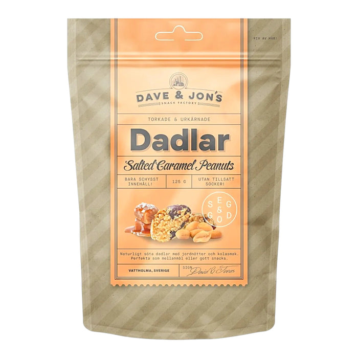 SNACK DAVE & JONS 125 GR DATES SALTED CARAMEL PEANUTS