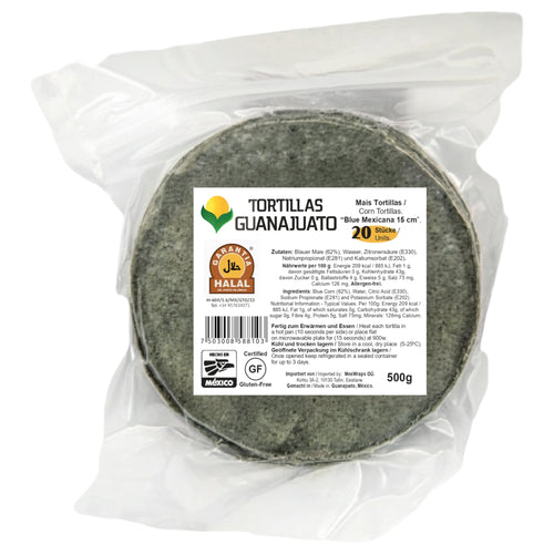 TORTI MAIZ GUANAJUATO 500 GR 15 CM BLUE CORN MEXICANA