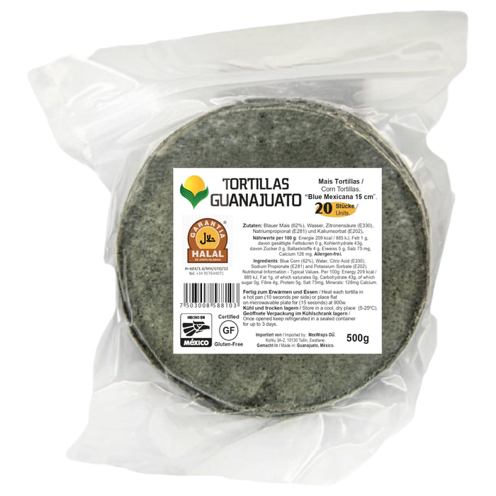 TORTI MAIZ GUANAJUATO 500 GR 15 CM BLUE CORN MEXICANA