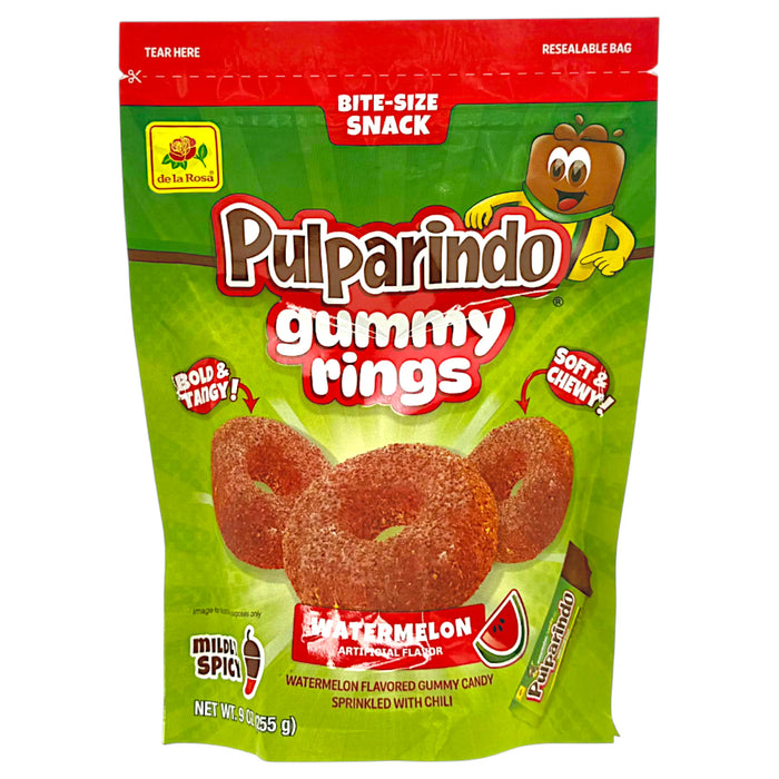 CANDY DE LA ROSA 255 GR PULPARINDO GUMMY RINGS WATERMELON
