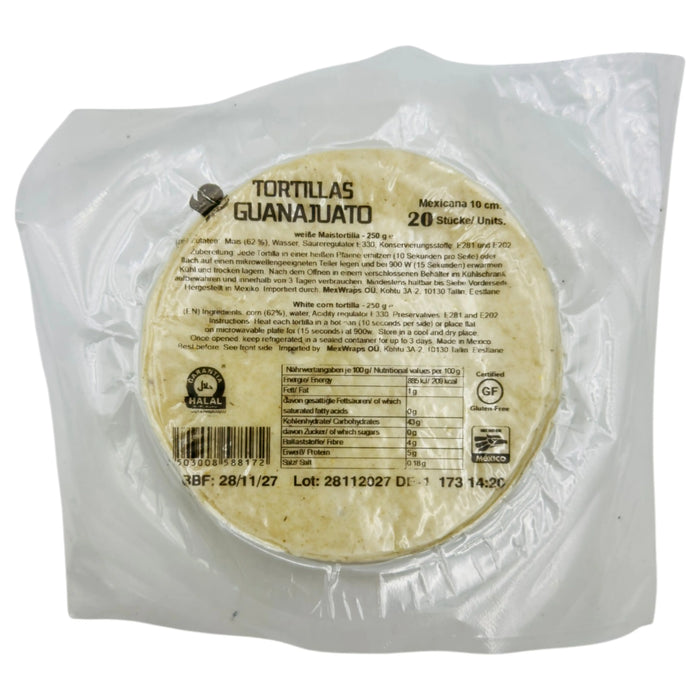 TORTI MAIZ GUANAJUATO 250 GR 10 CM WHITE CORN STREET TACO (48 UN)